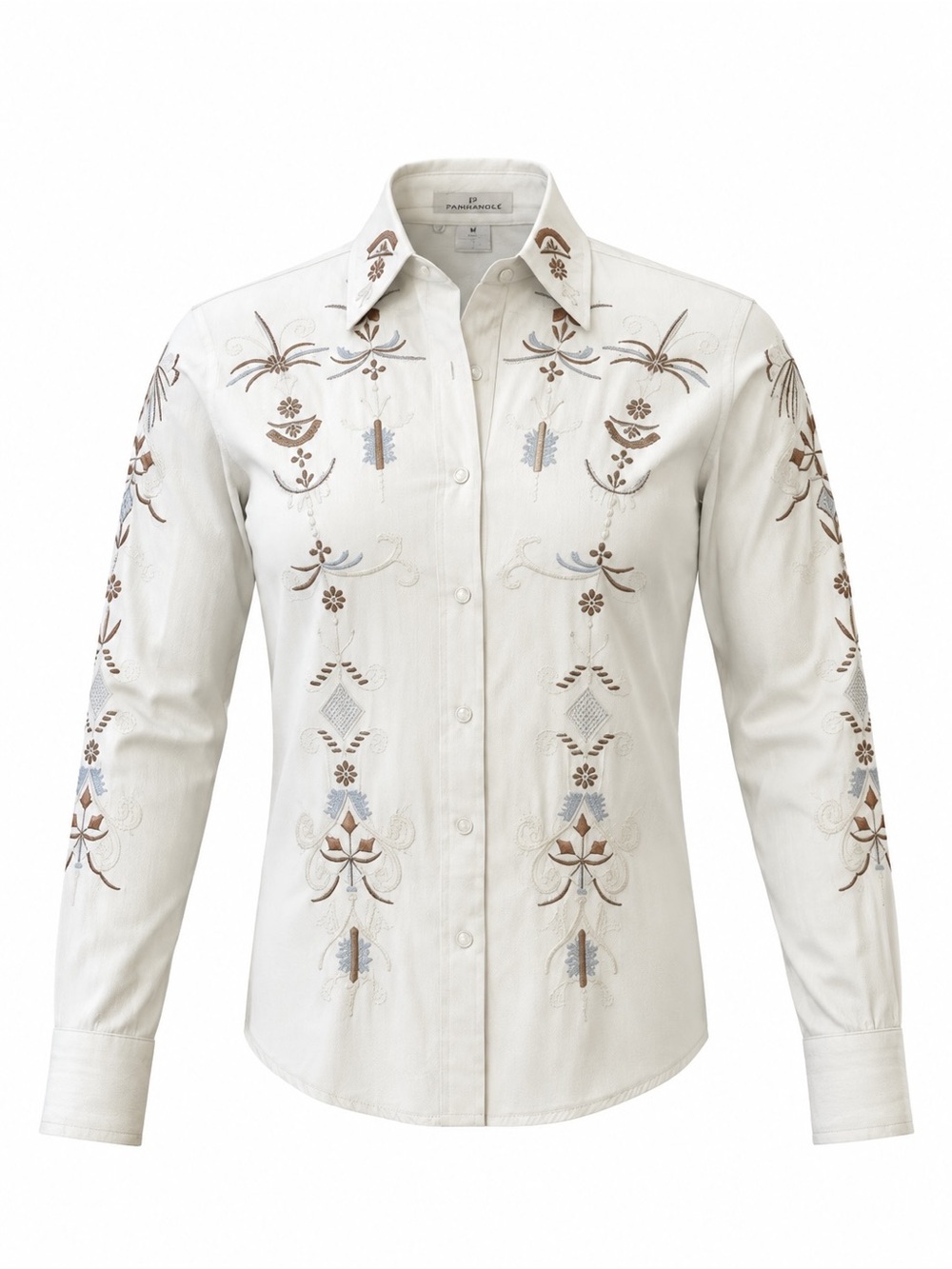 INTERNATIONAL MALE Vintage 100% cotton white embroidered western shirt sz Small